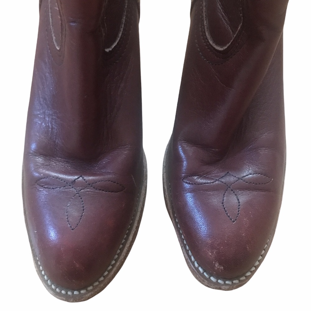 Frye Women's Brown Leather Western Heeled Boots - Picture 8 of 8